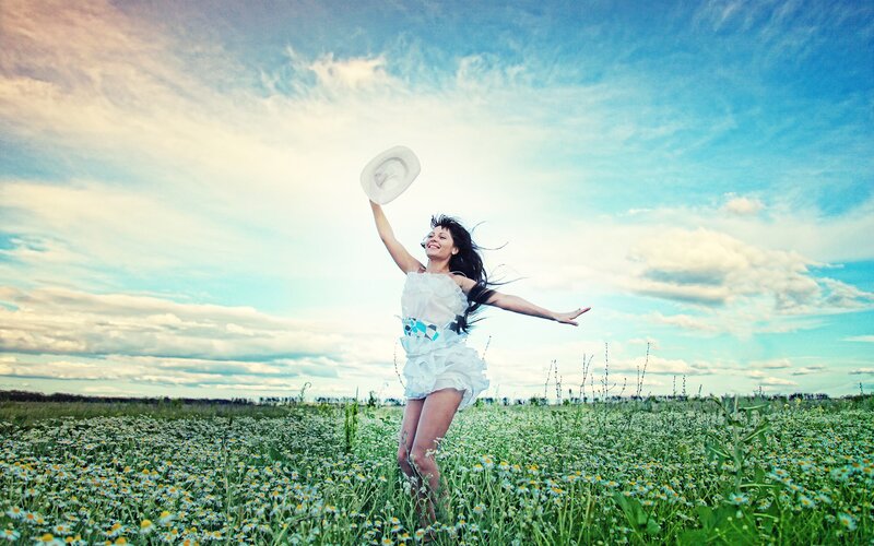 Woman in a flower field
