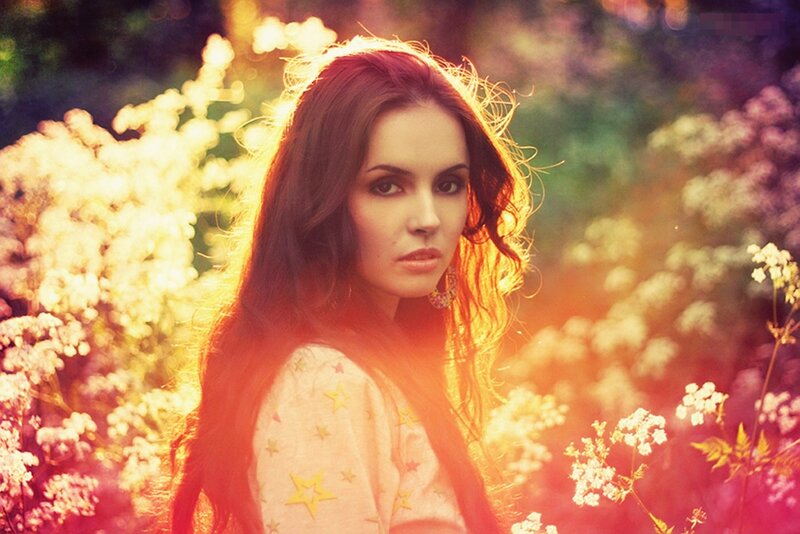 woman in a flower field