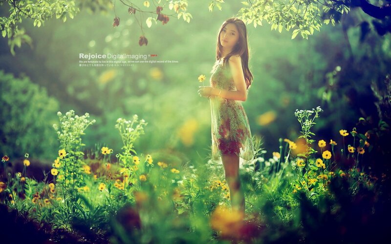 woman in a flower field