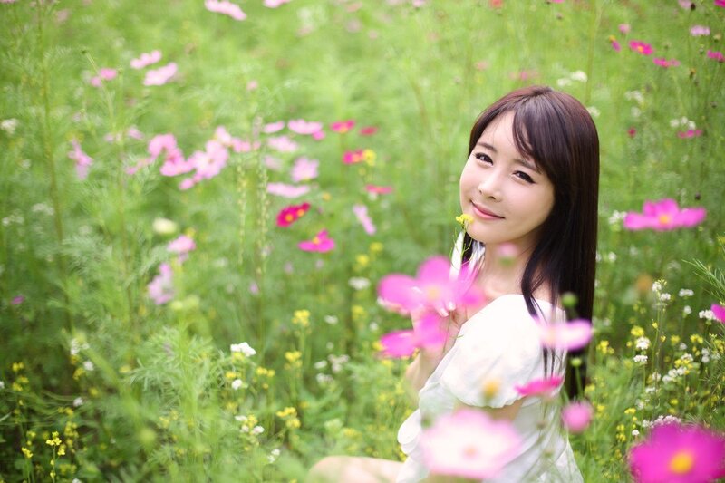 woman in a flower field