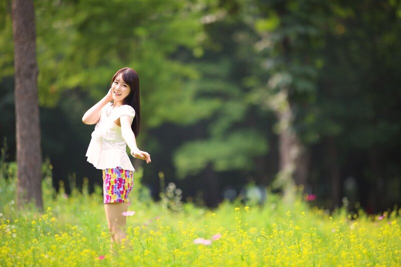 woman in a flower field
