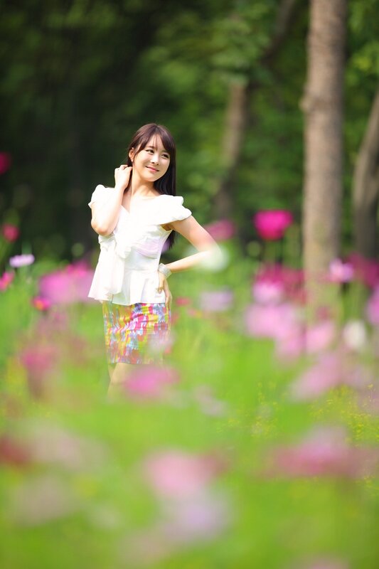 woman in a flower field