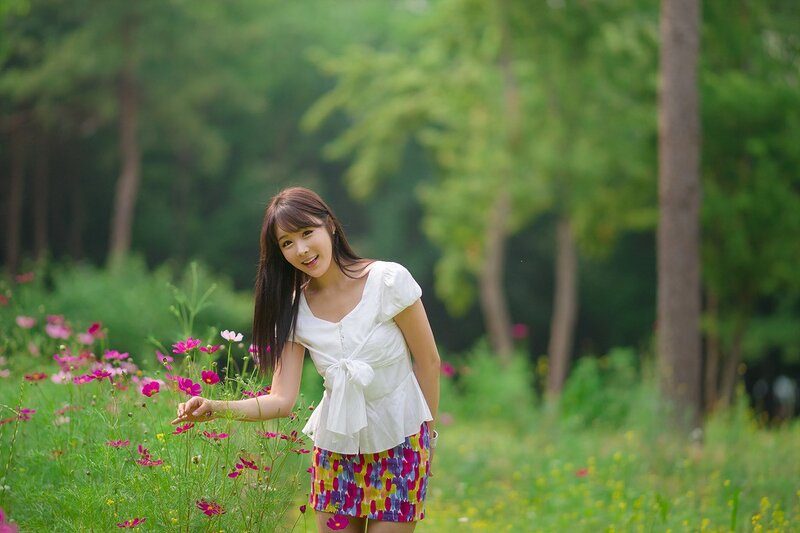Woman in a flower field