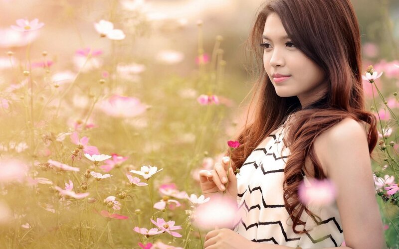 woman in a flower field