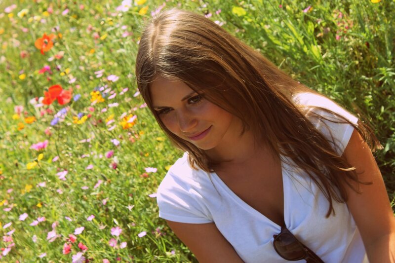woman in a flower field