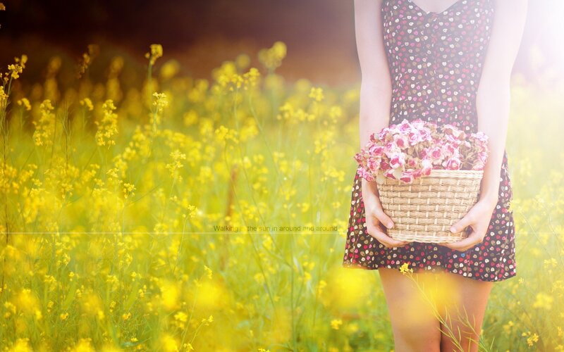 woman in a flower field
