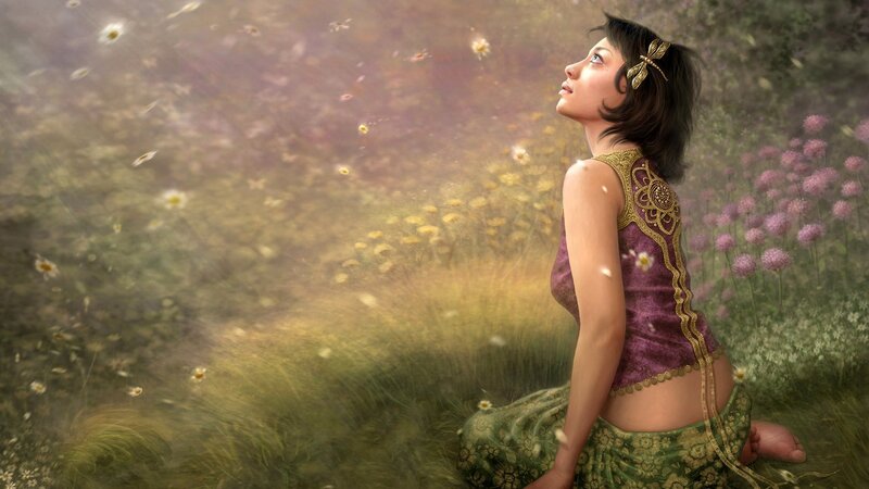 woman in a flower field
