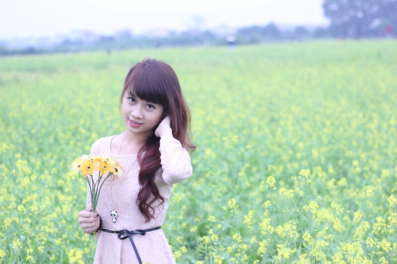 woman in a flower field