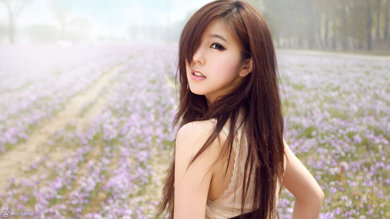 woman in a flower field