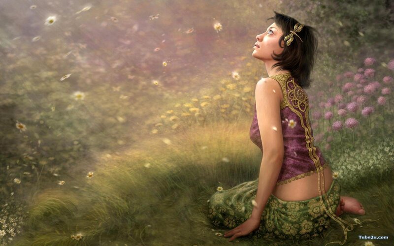 woman in a flower field