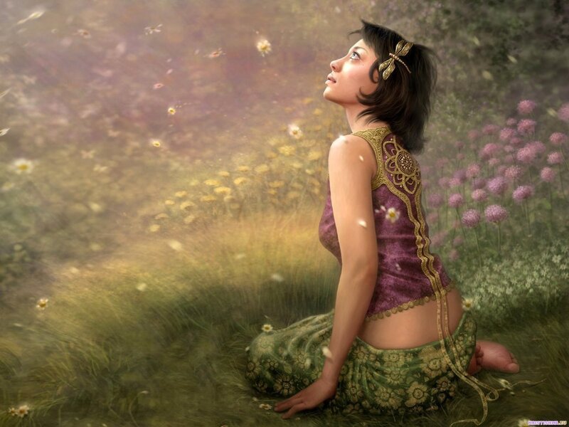 woman in a flower field
