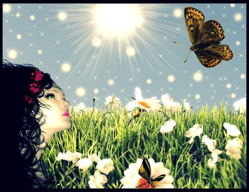 woman in a flower field