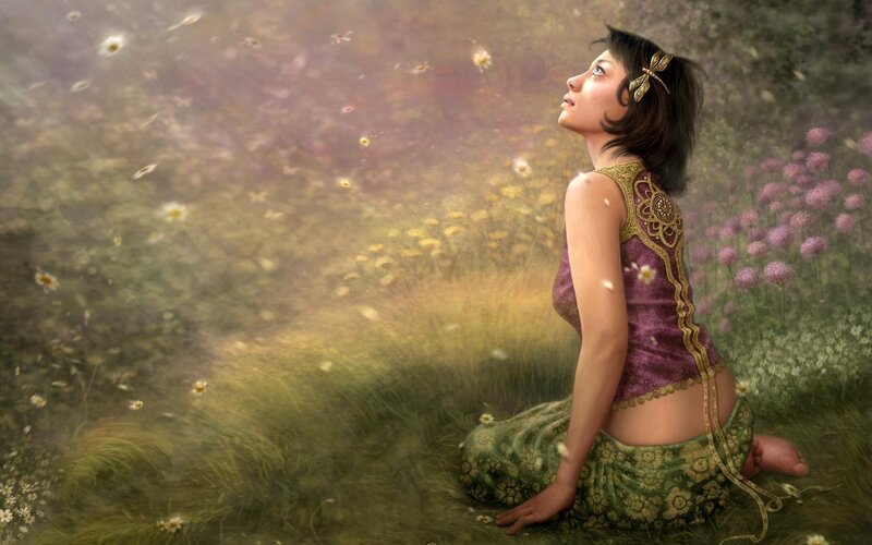 woman in a flower field