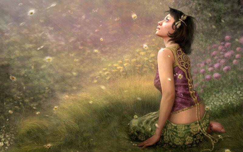 woman in a flower field