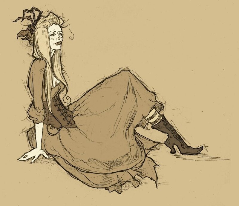 woman in a flowing dress