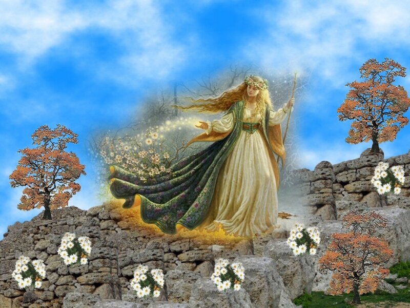woman in a flowing gown