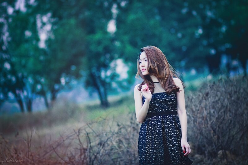 woman in a forest