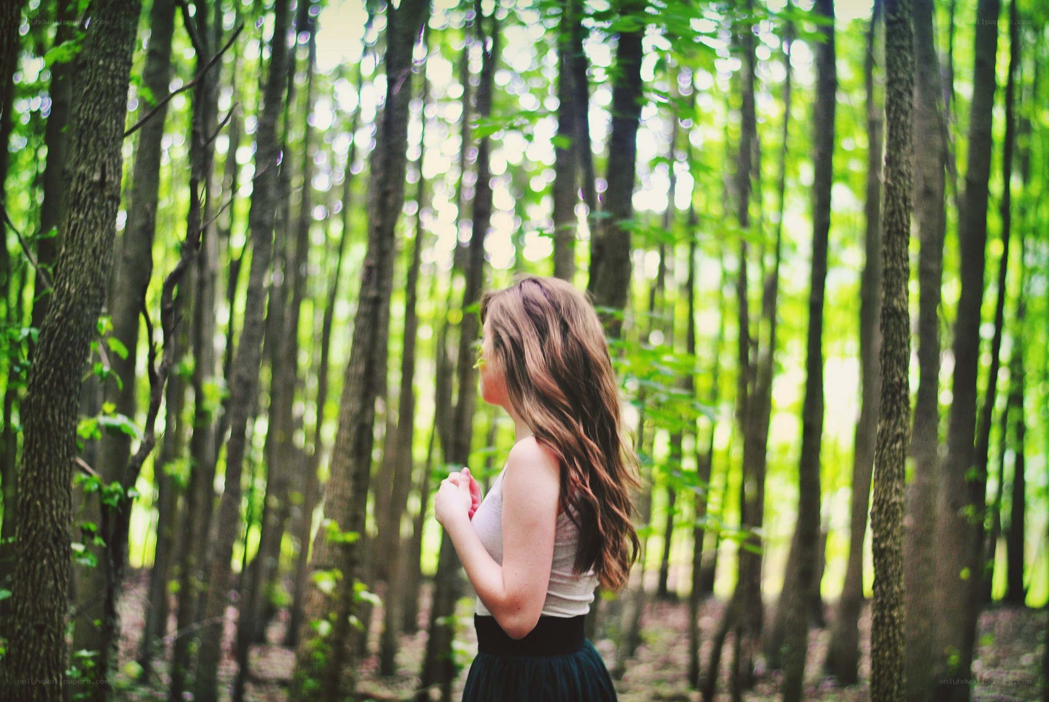woman in a forest