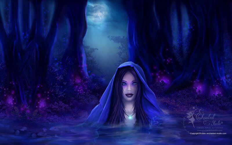Woman in a Forest — Blue, Mystical