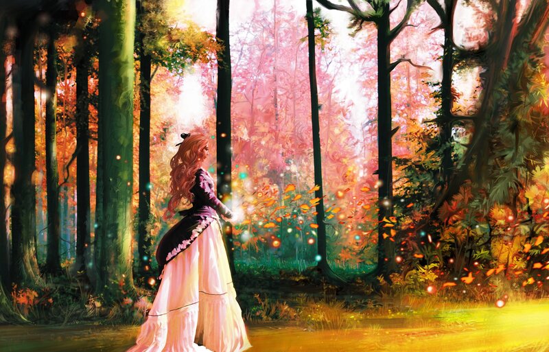 Woman in a Forest — Pink