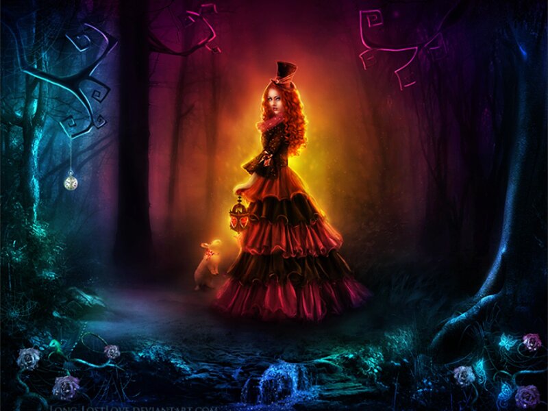 Woman in a Forest — Red