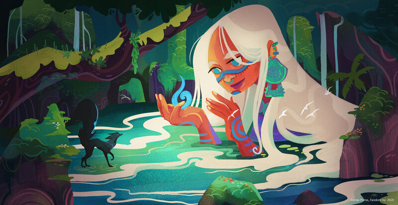 Woman in a Forest Stream — Green
