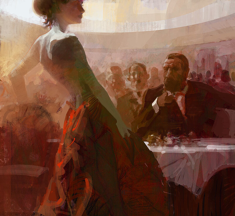 woman in a formal gown