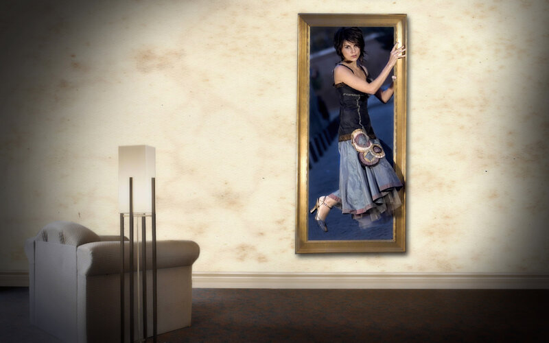 Woman in a Framed Portrait — Beige