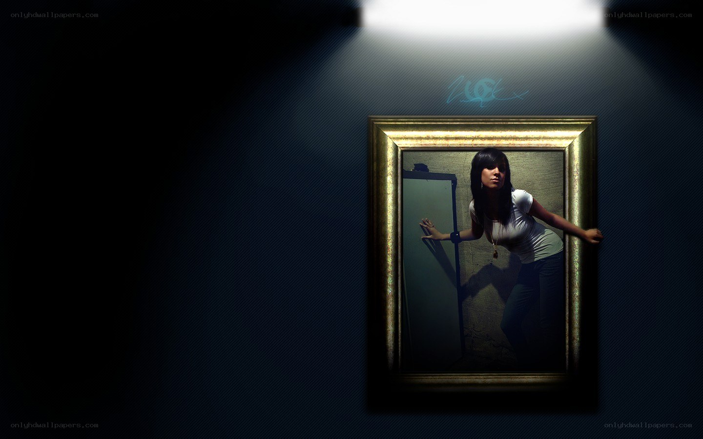 woman in a framed portrait