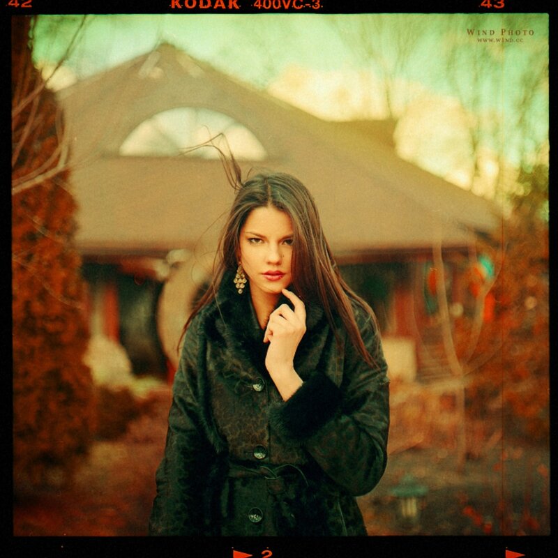 woman in a fur coat