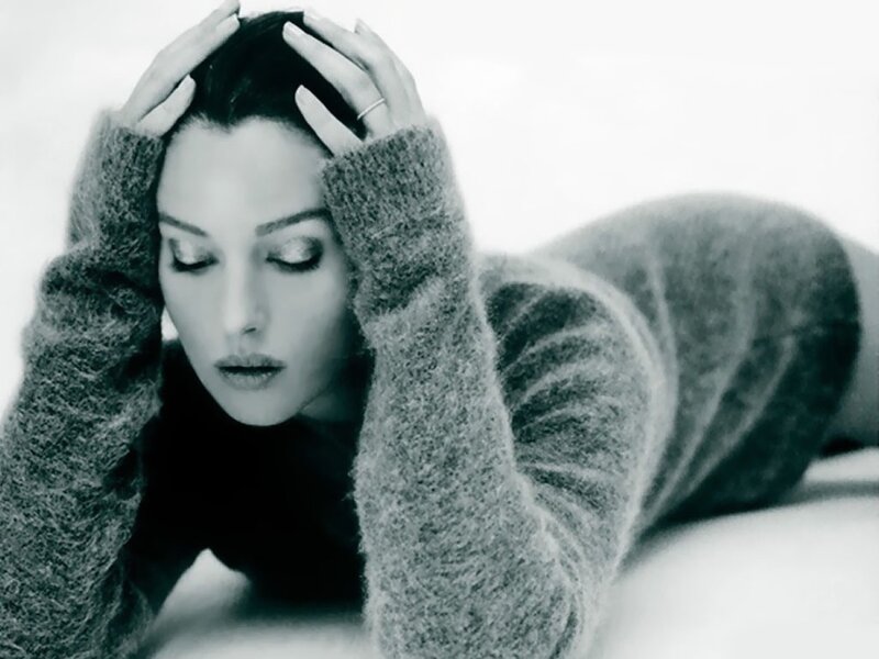 woman in a fuzzy sweater