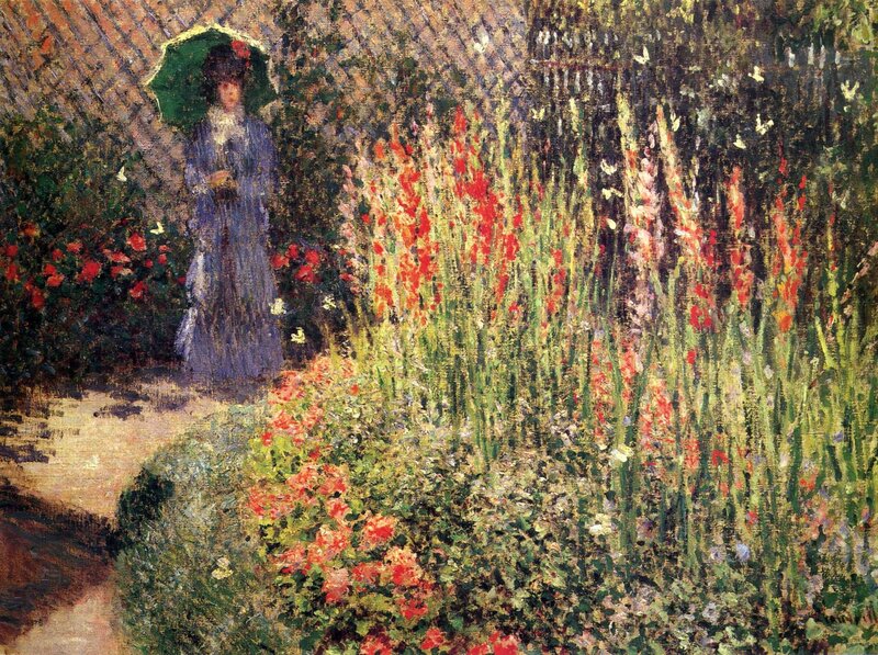 Woman in a Garden with Umbrella