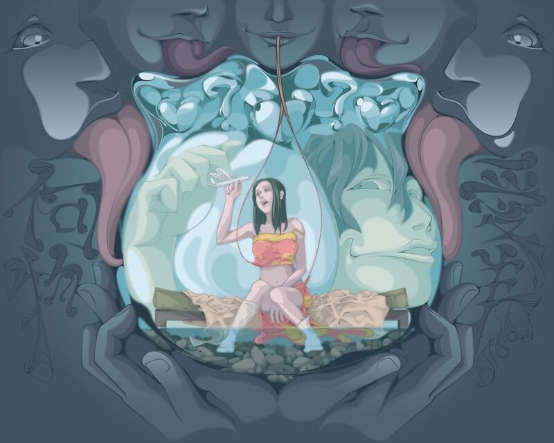 woman in a glass orb