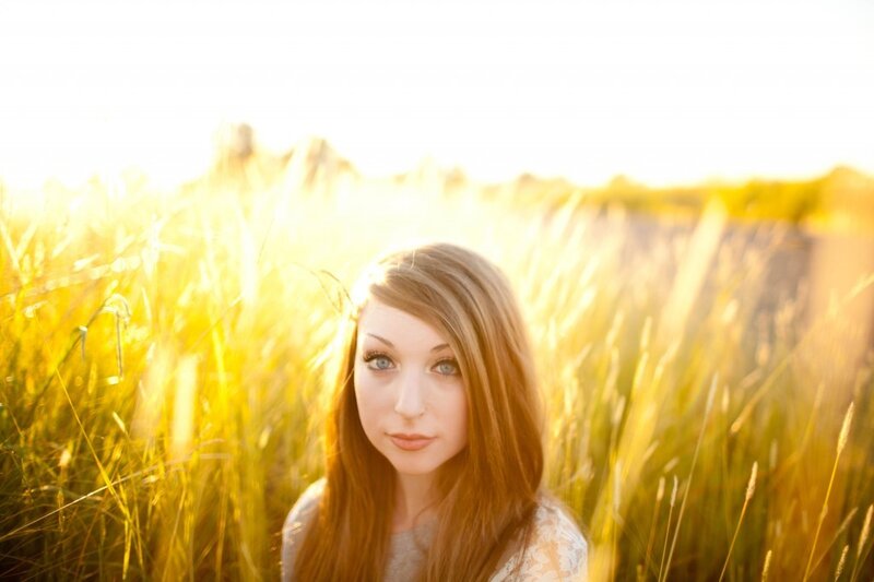 woman in a golden field