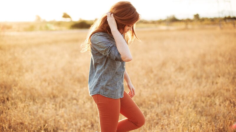 woman in a golden field