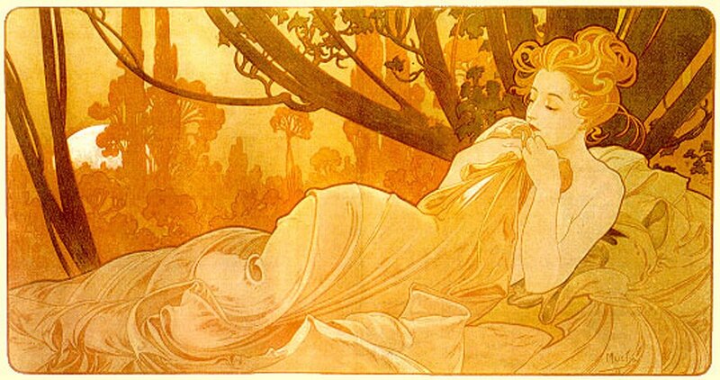 Woman in a golden forest