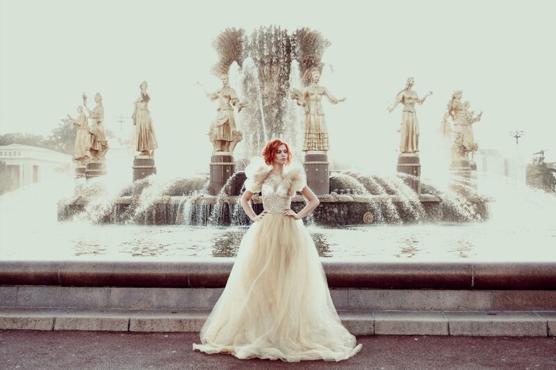 Woman in a Gown — Beige, Dramatic, Photograph