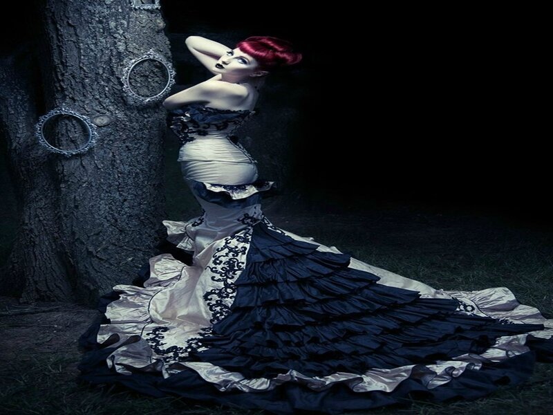 Woman in a Gown — Black, Dramatic, Night
