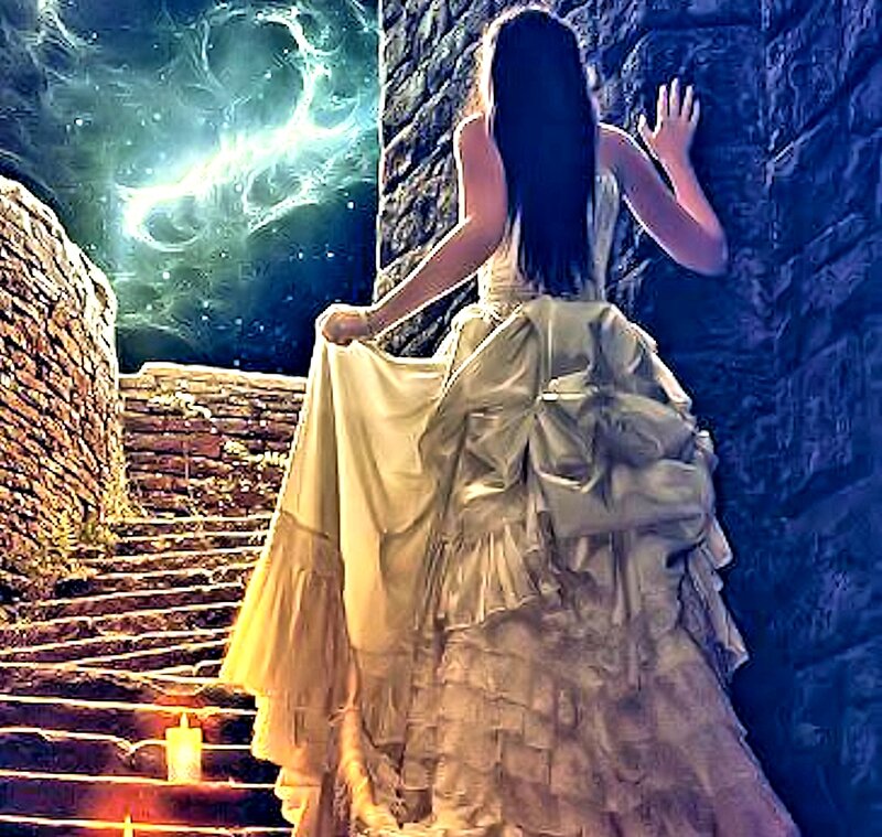 Woman in a Gown — Gold, Dramatic, Night