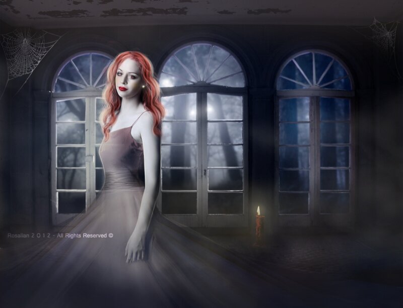 Woman in a Gown — Gray, Dramatic, Night, Digital Art