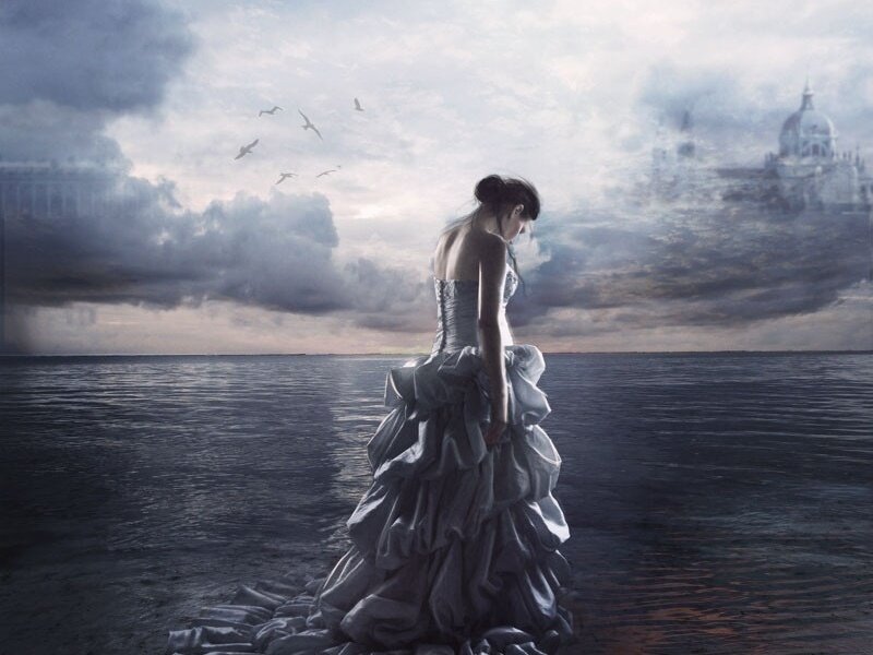 Woman in a Gown — Gray, Dramatic