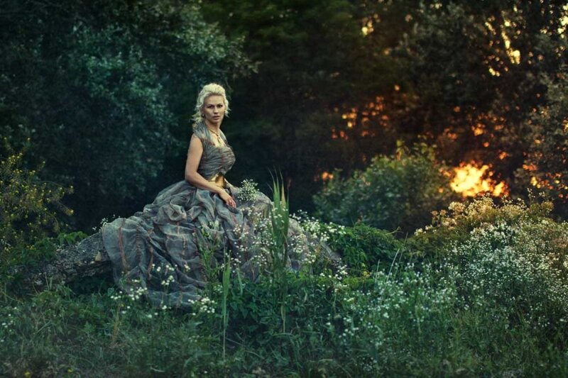 Woman in a Gown — Green, Dramatic