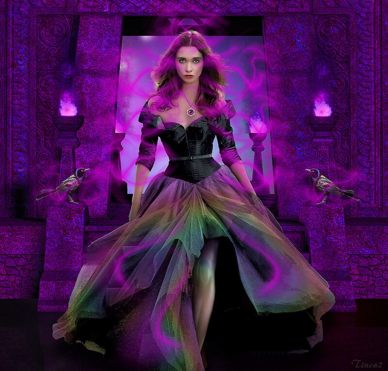 Woman in a Gown — Purple, Dramatic, Night