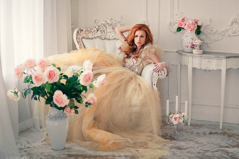Woman in a Gown — White, Serene