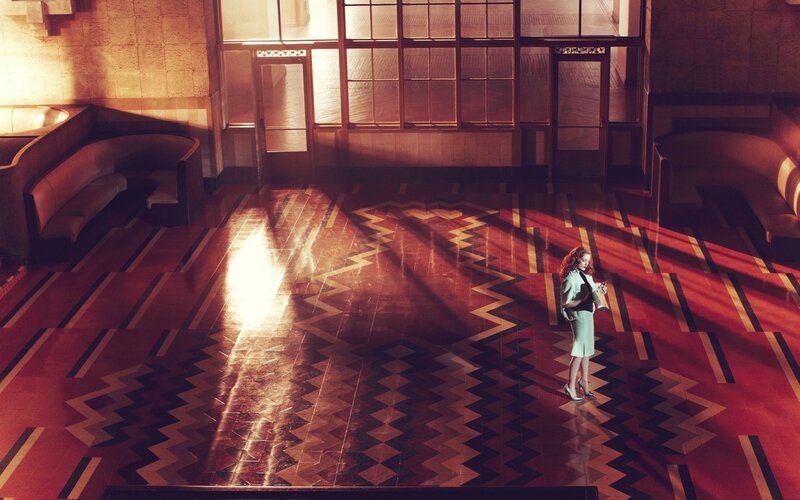 woman in a grand hall