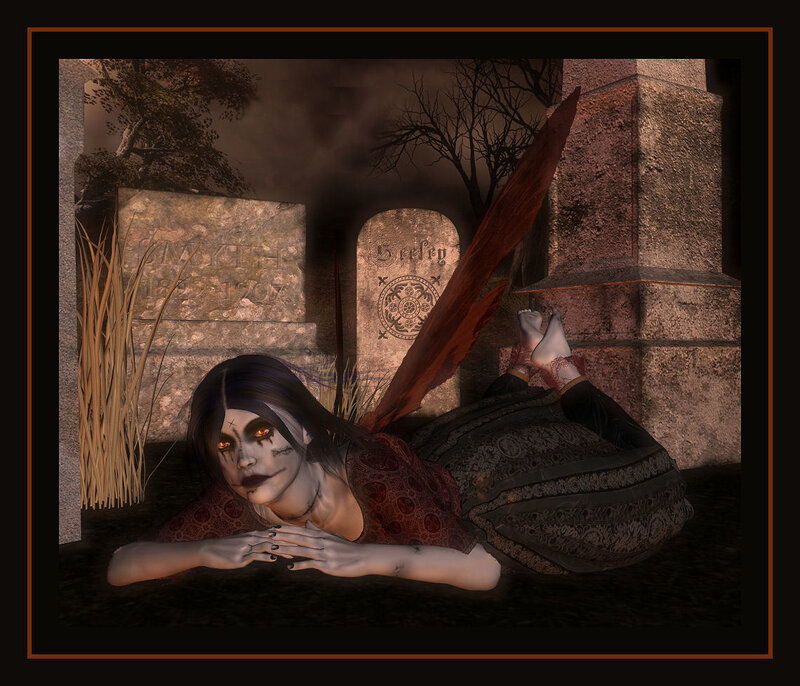 woman in a graveyard