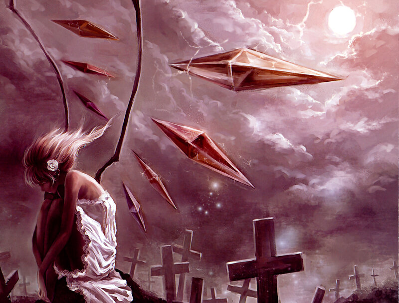 Woman in a Graveyard — Purple, Dramatic