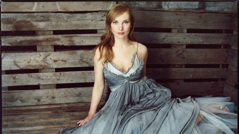 Woman in a gray gown