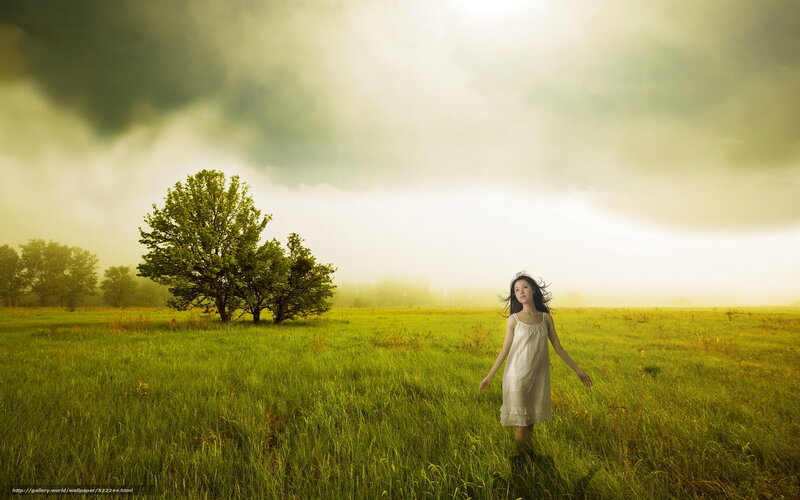 Woman in a green field