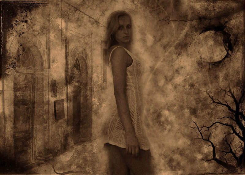 Woman in a Hallway — Brown